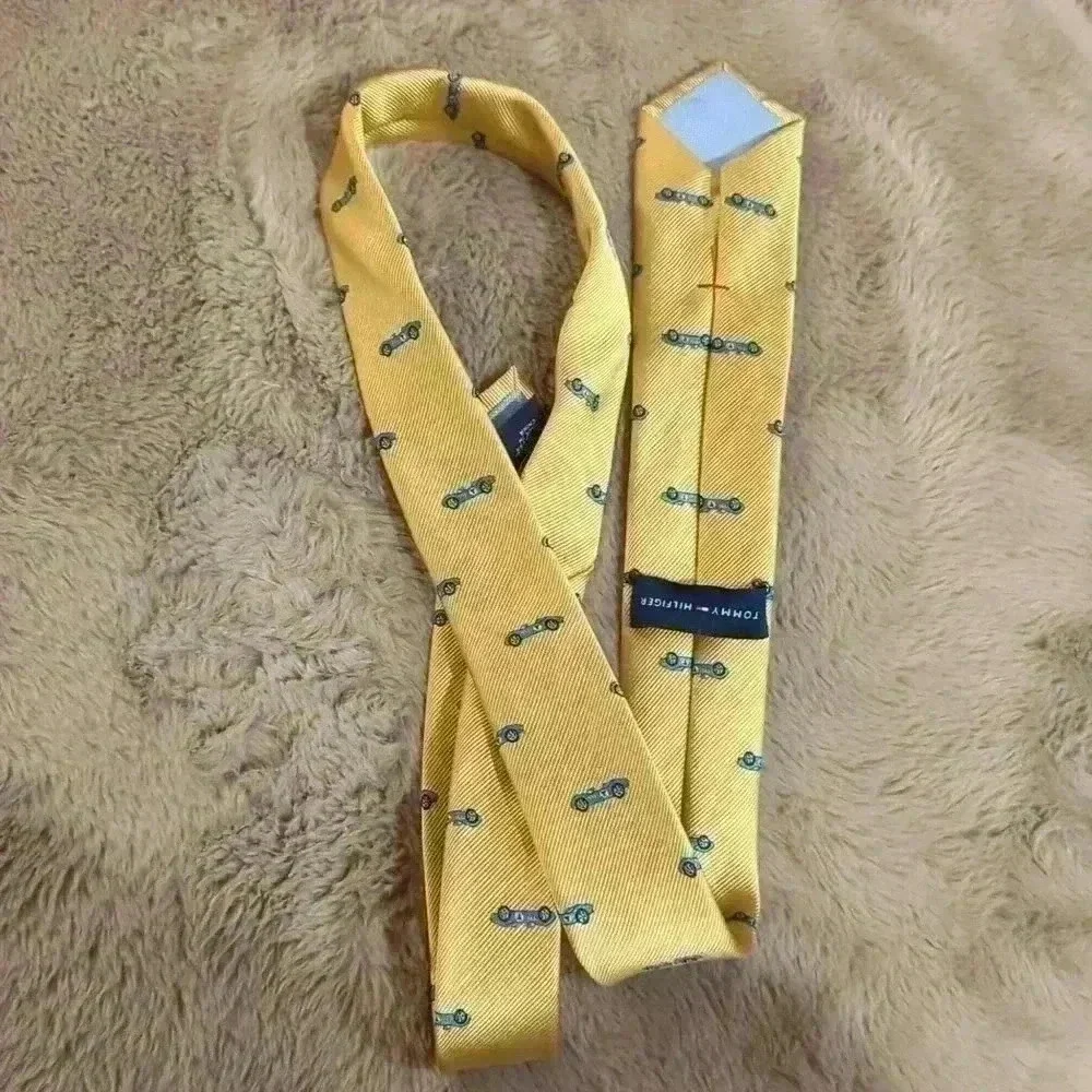 Yellow tie with cars on it, Tommy Hilfiger